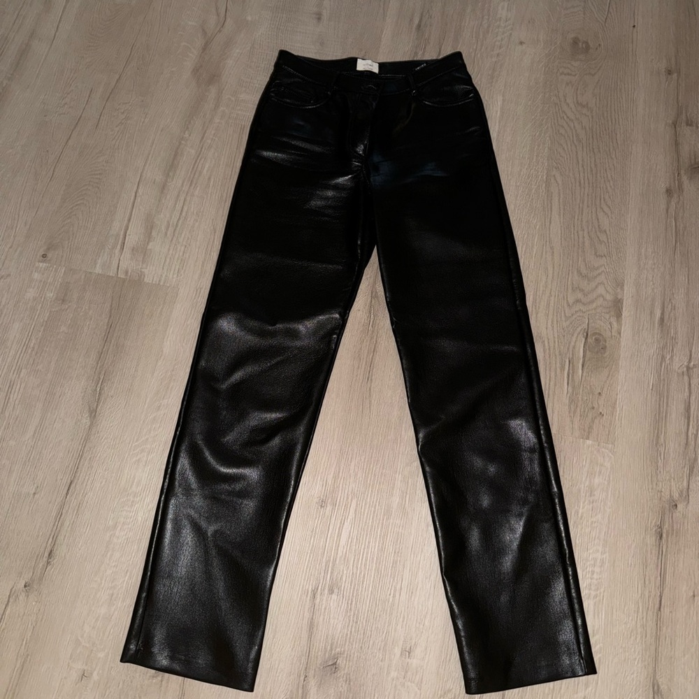 WILFRED BLACK FAUX LEATHER PANTS